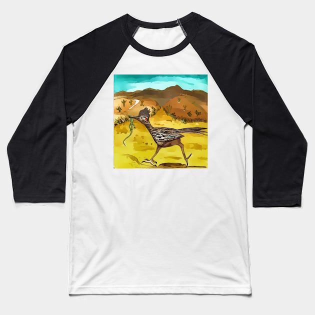 Road Runner and lizard Baseball T-Shirt by WelshDesigns